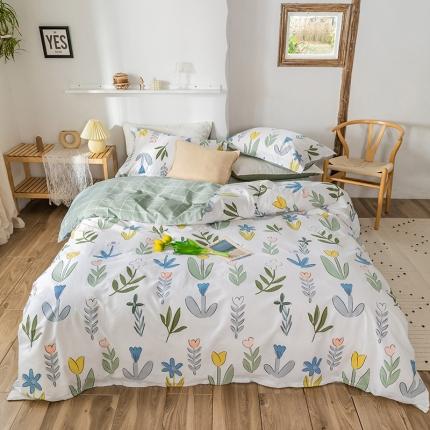 91家纺网 家纺一手货源 找家纺 （总）窝米 2020春夏新品花卉风系列四件套床笠款