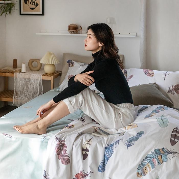 91家纺网 家纺一手货源 找家纺 （总）窝米 2020春夏新品花卉风系列四件套床笠款