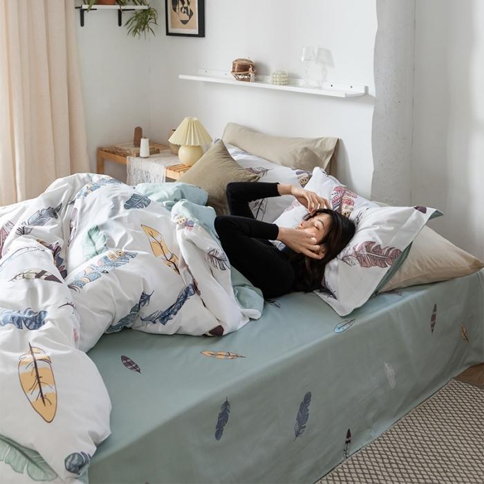 91家纺网 家纺一手货源 找家纺 窝米 2020春夏新品花卉风系列四件套 安娜羽毛