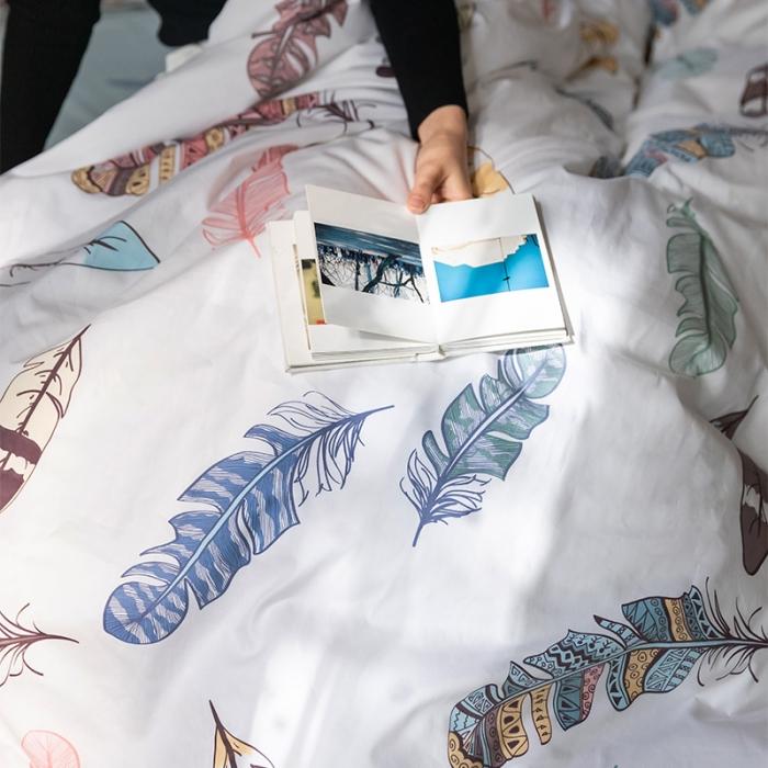 91家纺网 家纺一手货源 找家纺 窝米 2020春夏新品花卉风系列四件套 安娜羽毛