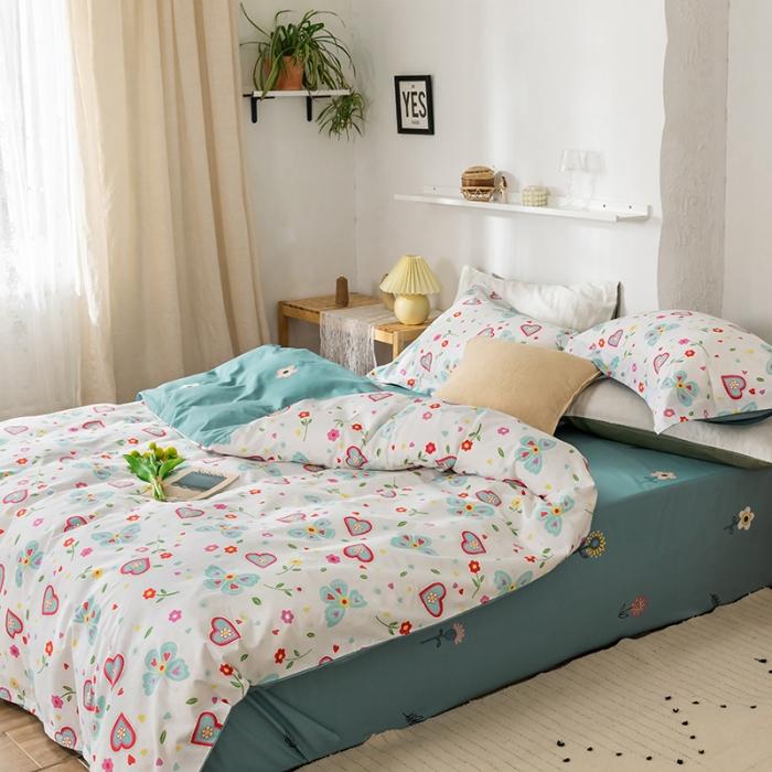 91家纺网 家纺一手货源 找家纺 窝米 2020春夏新品花卉风系列四件套 蝶影