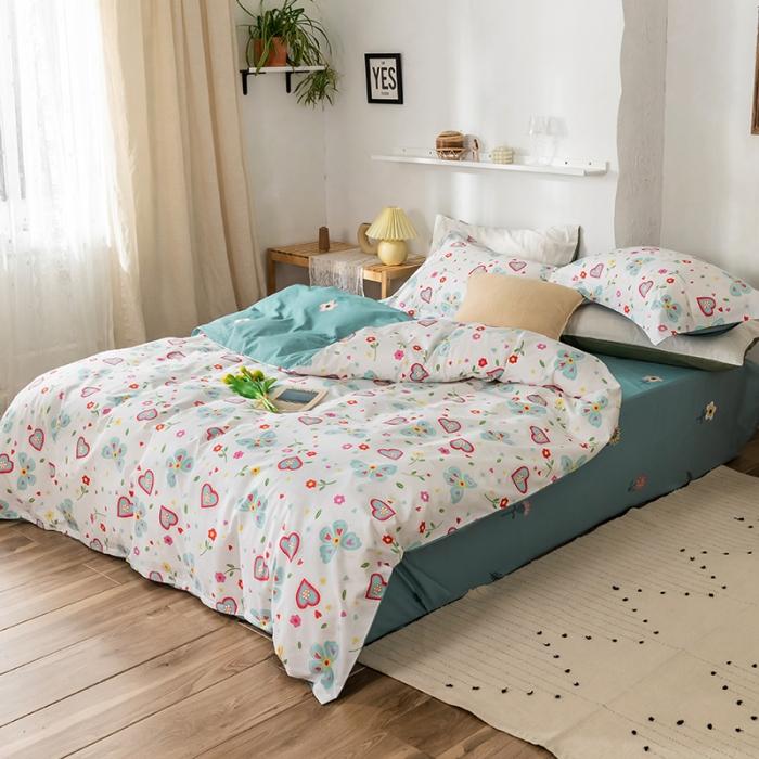 91家纺网 家纺一手货源 找家纺 窝米 2020春夏新品花卉风系列四件套 蝶影