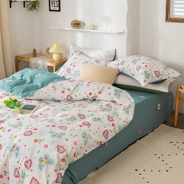 91家纺网 家纺一手货源 找家纺 窝米 2020春夏新品花卉风系列四件套 蝶影