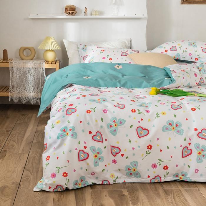 91家纺网 家纺一手货源 找家纺 窝米 2020春夏新品花卉风系列四件套 蝶影