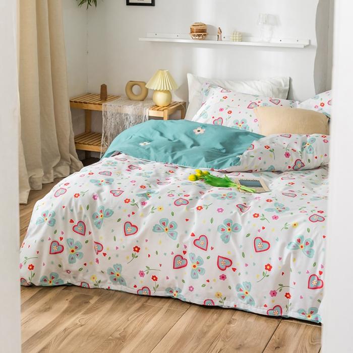 91家纺网 家纺一手货源 找家纺 窝米 2020春夏新品花卉风系列四件套 蝶影