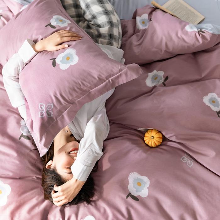 91家纺网 家纺一手货源 找家纺 窝米 2020春夏新品花卉风系列四件套 弗尼-粉