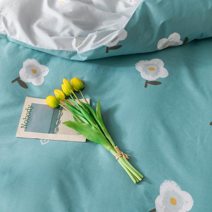 91家纺网 家纺一手货源 找家纺 窝米 2020春夏新品花卉风系列四件套 弗尼-蓝