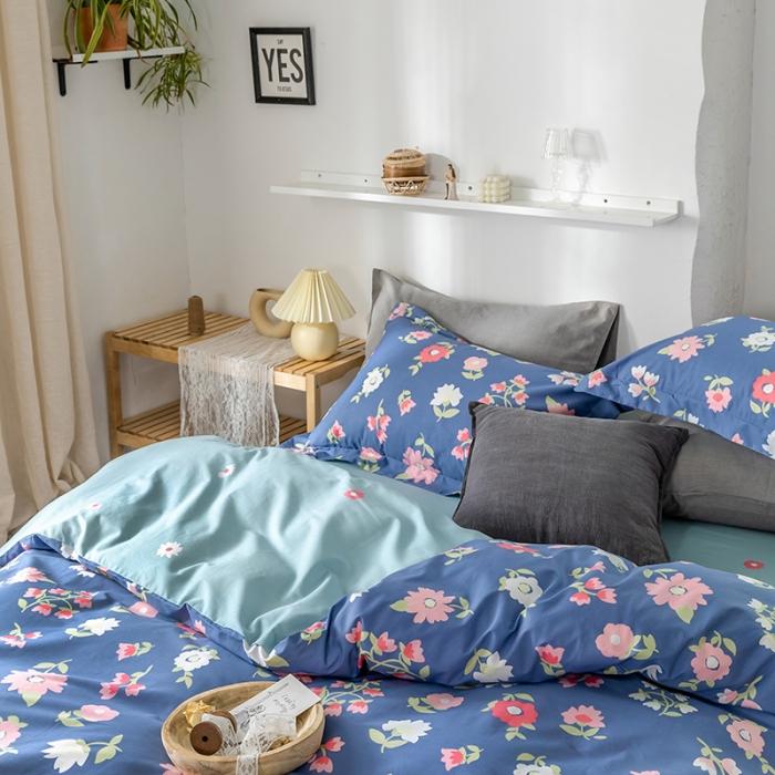 91家纺网 家纺一手货源 找家纺 窝米 2020春夏新品花卉风系列四件套 浮华