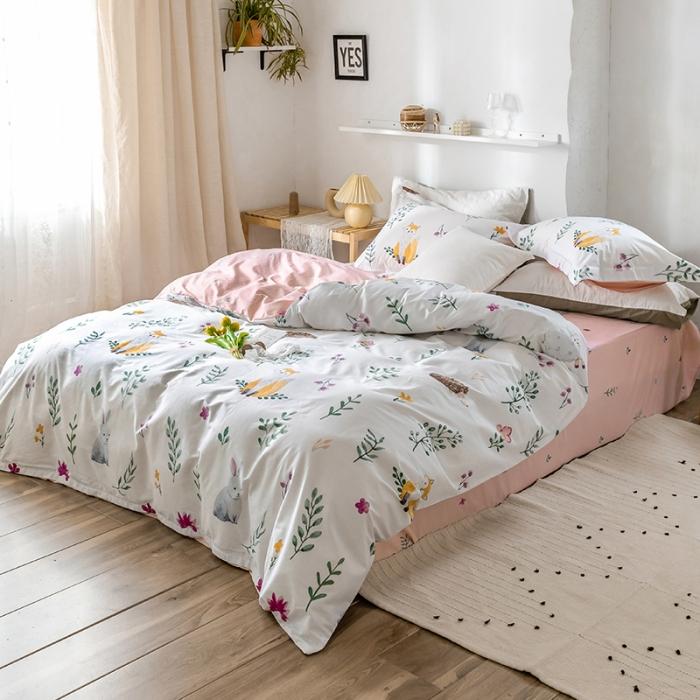 91家纺网 家纺一手货源 找家纺 窝米 2020春夏新品花卉风系列四件套 复苏