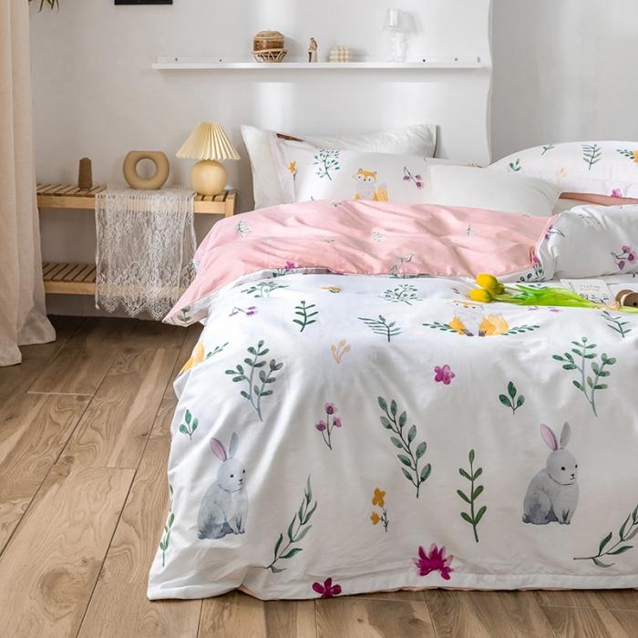 91家纺网 家纺一手货源 找家纺 窝米 2020春夏新品花卉风系列四件套 复苏