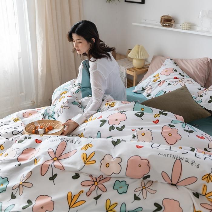 91家纺网 家纺一手货源 找家纺 窝米 2020春夏新品花卉风系列四件套 韩式花朵