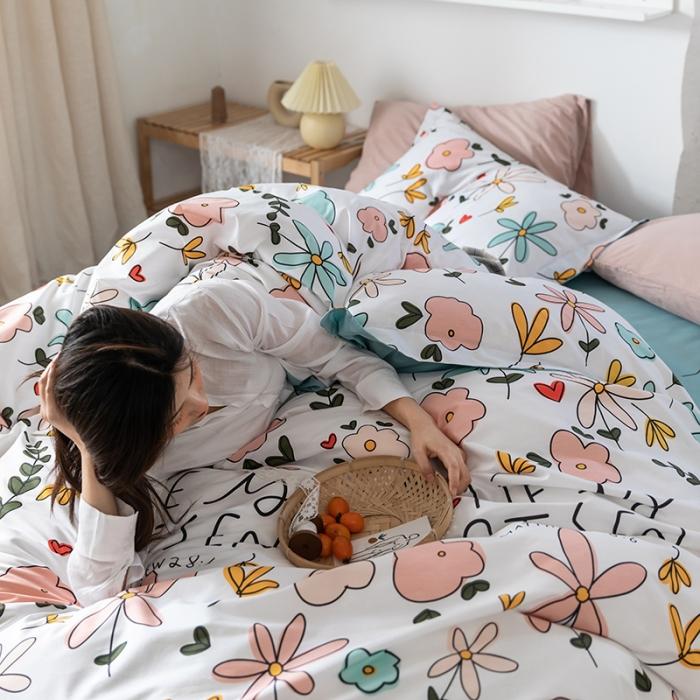 91家纺网 家纺一手货源 找家纺 窝米 2020春夏新品花卉风系列四件套 韩式花朵