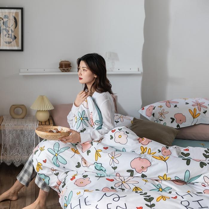 91家纺网 家纺一手货源 找家纺 窝米 2020春夏新品花卉风系列四件套 韩式花朵