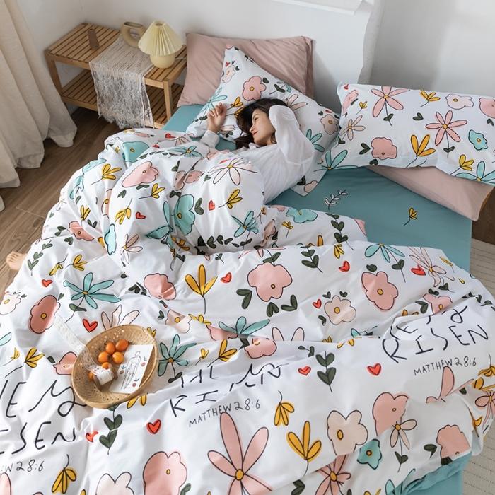 91家纺网 家纺一手货源 找家纺 窝米 2020春夏新品花卉风系列四件套 韩式花朵