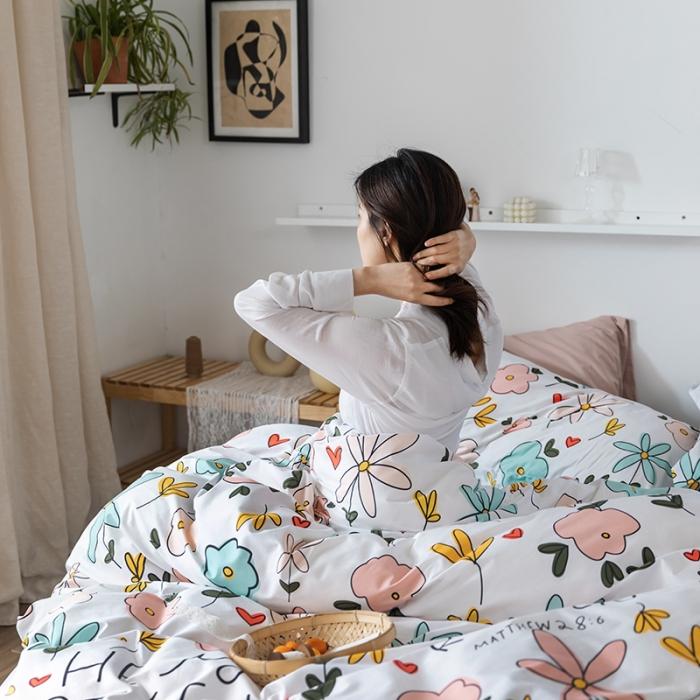 91家纺网 家纺一手货源 找家纺 窝米 2020春夏新品花卉风系列四件套 韩式花朵