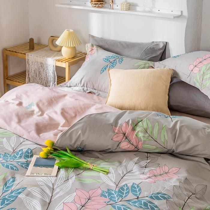 91家纺网 家纺一手货源 找家纺 窝米 2020春夏新品花卉风系列四件套 林林紫