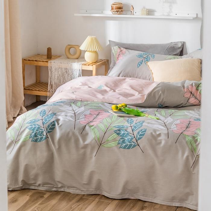 91家纺网 家纺一手货源 找家纺 窝米 2020春夏新品花卉风系列四件套 林林紫