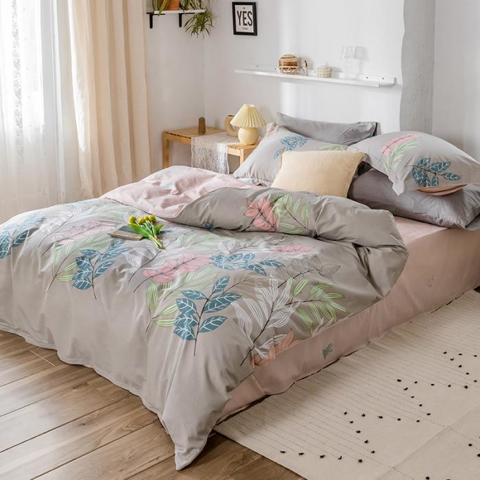 91家纺网 家纺一手货源 找家纺 窝米 2020春夏新品花卉风系列四件套 林林紫