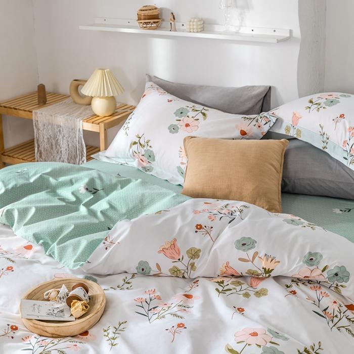 91家纺网 家纺一手货源 找家纺 窝米 2020春夏新品花卉风系列四件套 沫颂