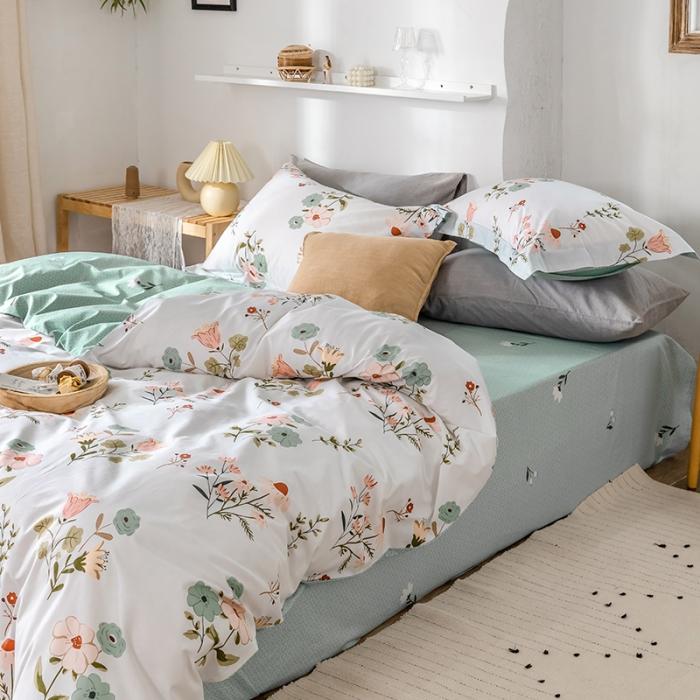 91家纺网 家纺一手货源 找家纺 窝米 2020春夏新品花卉风系列四件套 沫颂