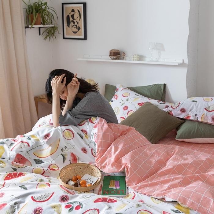 91家纺网 家纺一手货源 找家纺 窝米 2020春夏新品花卉风系列四件套 水果派对