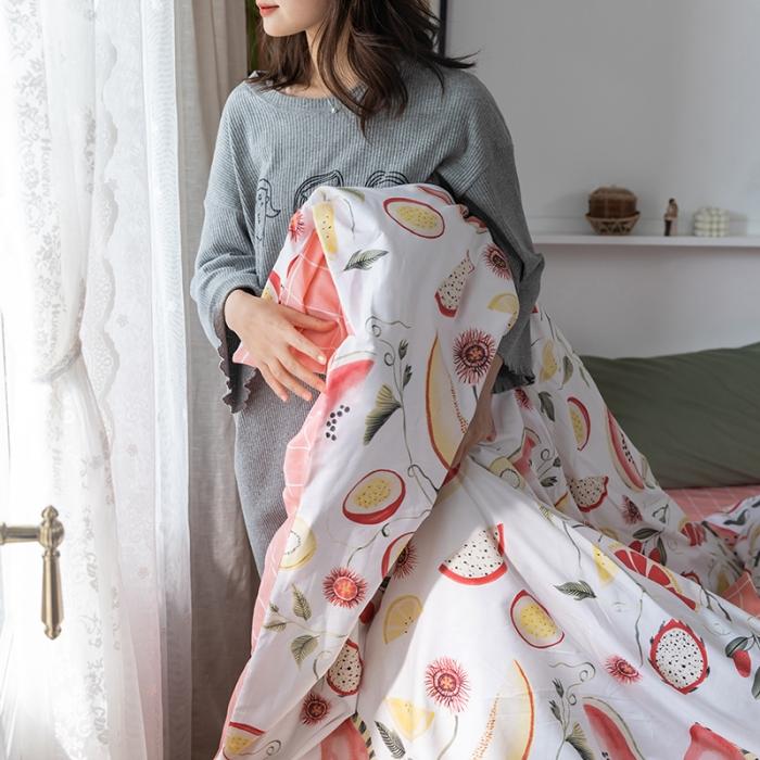 91家纺网 家纺一手货源 找家纺 窝米 2020春夏新品花卉风系列四件套 水果派对