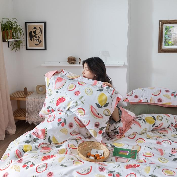 91家纺网 家纺一手货源 找家纺 窝米 2020春夏新品花卉风系列四件套 水果派对