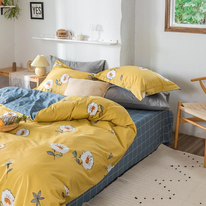 91家纺网 家纺一手货源 找家纺 窝米 2020春夏新品花卉风系列四件套 小黄花