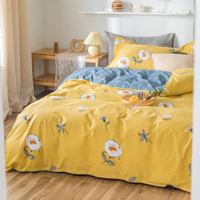 91家纺网 家纺一手货源 找家纺 窝米 2020春夏新品花卉风系列四件套 小黄花