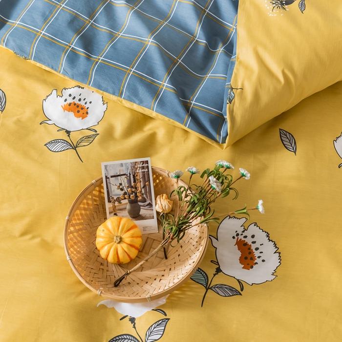 91家纺网 家纺一手货源 找家纺 窝米 2020春夏新品花卉风系列四件套 小黄花