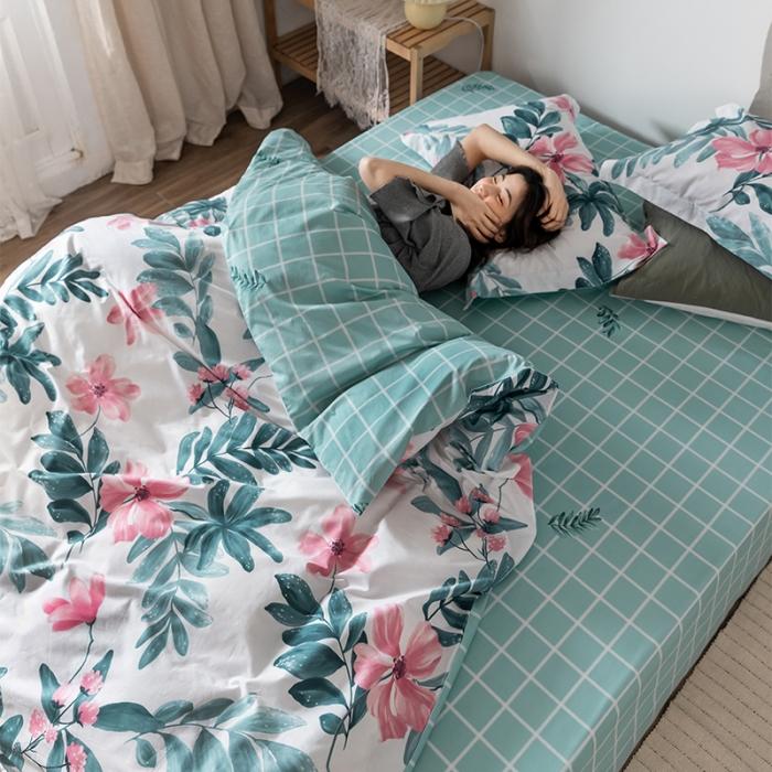 91家纺网 家纺一手货源 找家纺 窝米 2020春夏新品花卉风系列四件套 心情-白