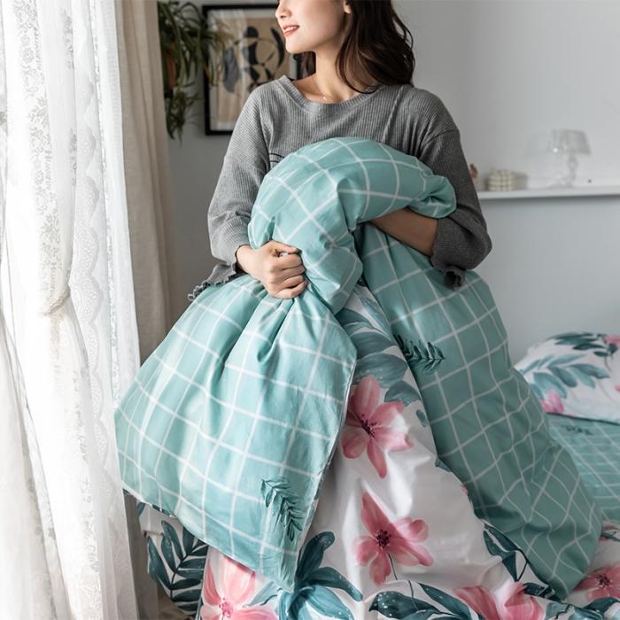 91家纺网 家纺一手货源 找家纺 窝米 2020春夏新品花卉风系列四件套 心情-白