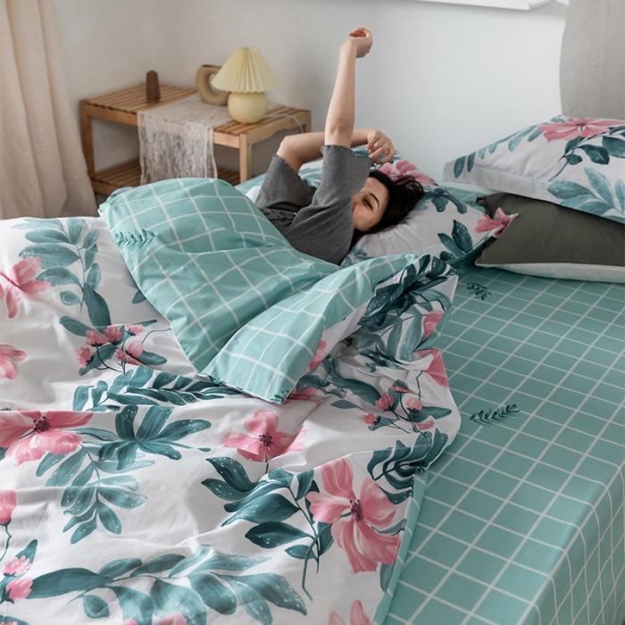 91家纺网 家纺一手货源 找家纺 窝米 2020春夏新品花卉风系列四件套 心情-白