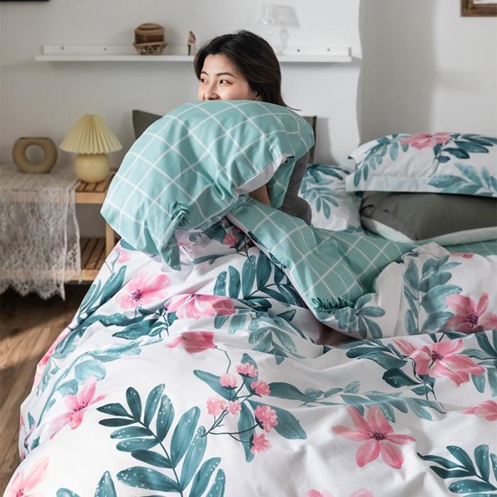 91家纺网 家纺一手货源 找家纺 窝米 2020春夏新品花卉风系列四件套 心情-白