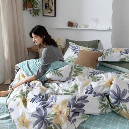 窝米 2020春夏新品花卉风系列四件套 心情-黄