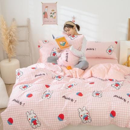 91家纺网 家纺一手货源 找家纺 （总）桃子家居 13372纯棉治愈少女系四件套影棚图一