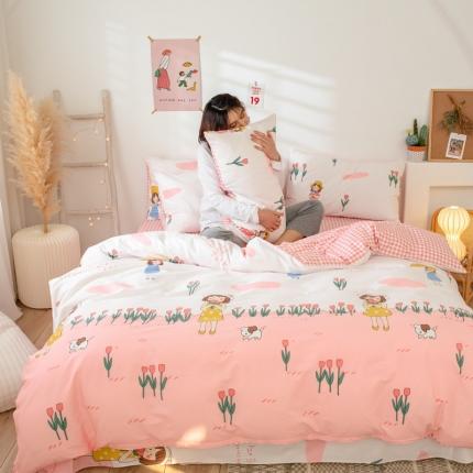 91家纺网 家纺一手货源 找家纺 （总）桃子家居 13372纯棉治愈少女系四件套影棚图一