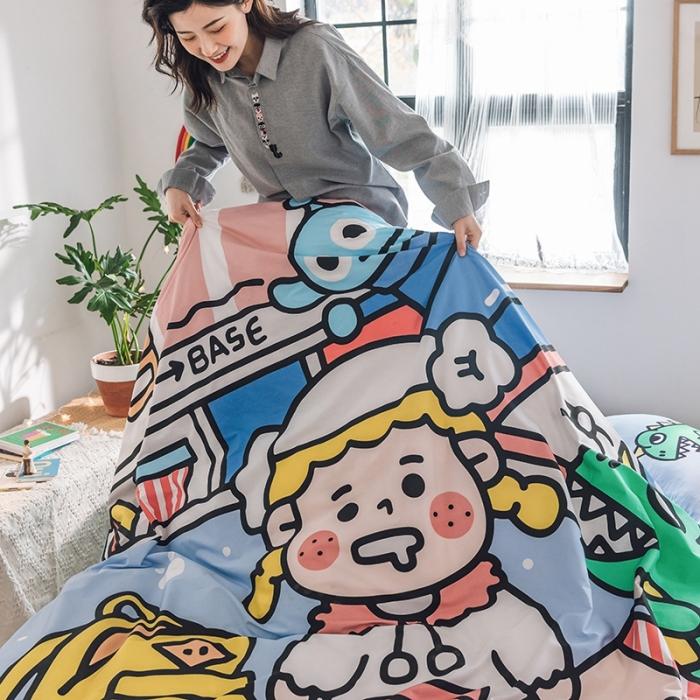 91家纺网 家纺一手货源 找家纺 窝米 2020设计师合作款大版卡通全棉四件套 安琪拉