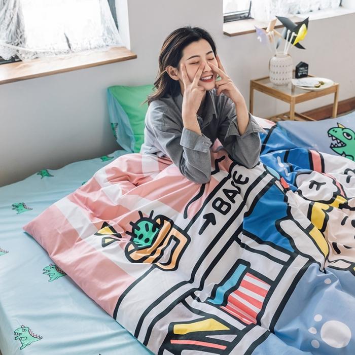 91家纺网 家纺一手货源 找家纺 窝米 2020设计师合作款大版卡通全棉四件套 安琪拉