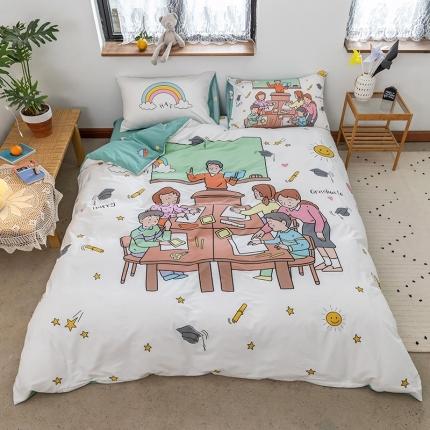 窝米 2020设计师合作款大版卡通全棉四件套 拜托了老师