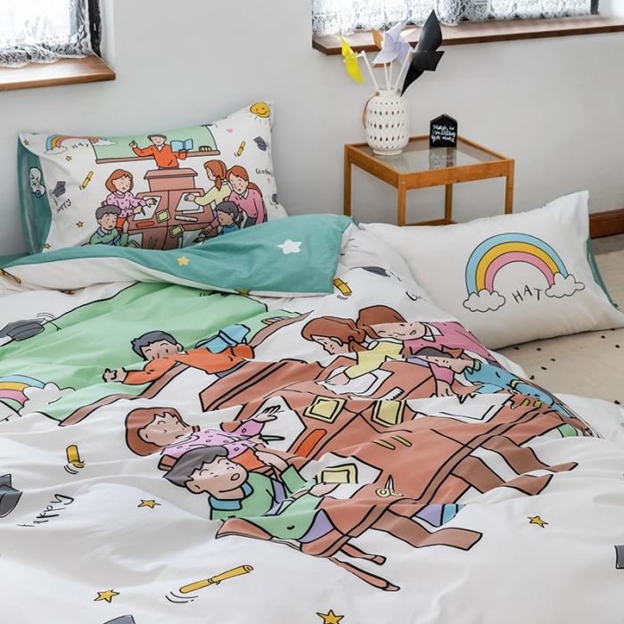 91家纺网 家纺一手货源 找家纺 窝米 2020设计师合作款大版卡通全棉四件套 拜托了老师