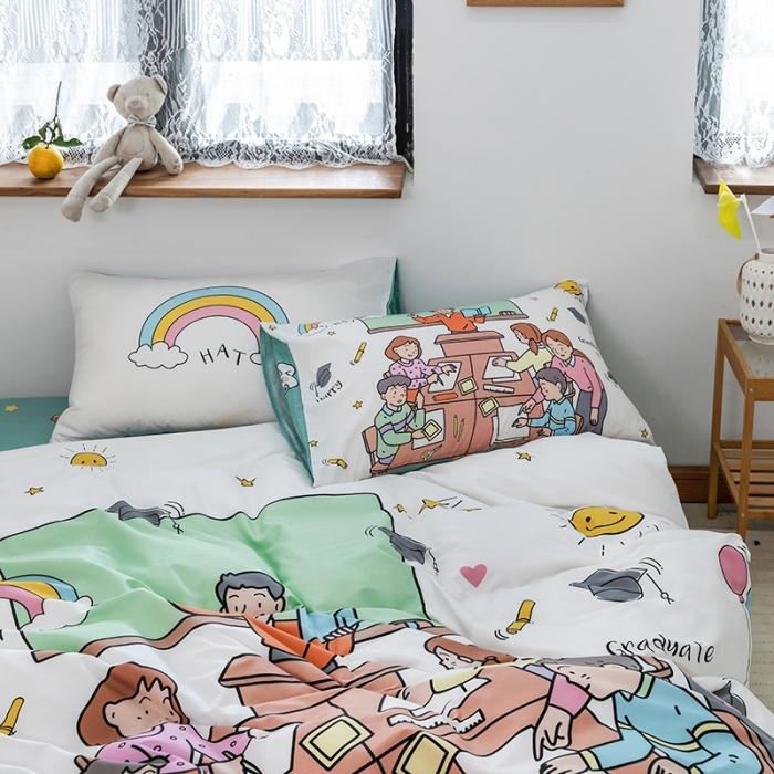 91家纺网 家纺一手货源 找家纺 窝米 2020设计师合作款大版卡通全棉四件套 拜托了老师