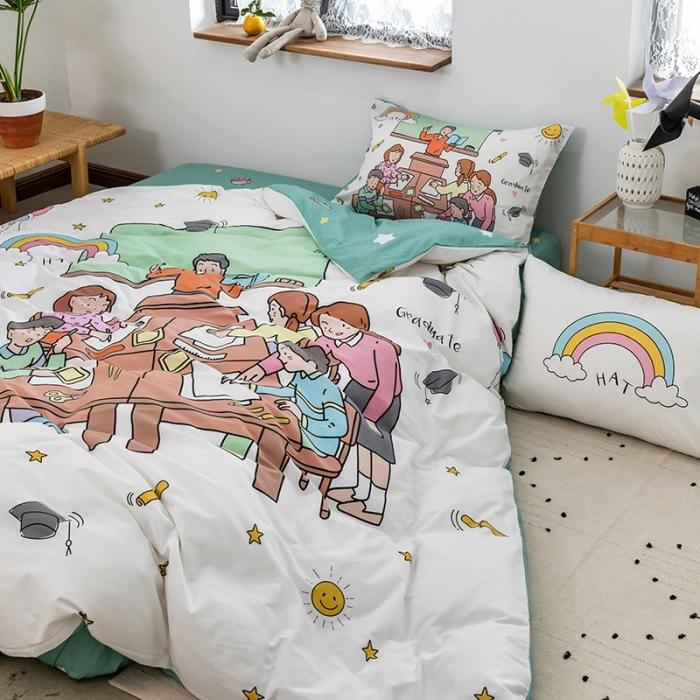 91家纺网 家纺一手货源 找家纺 窝米 2020设计师合作款大版卡通全棉四件套 拜托了老师