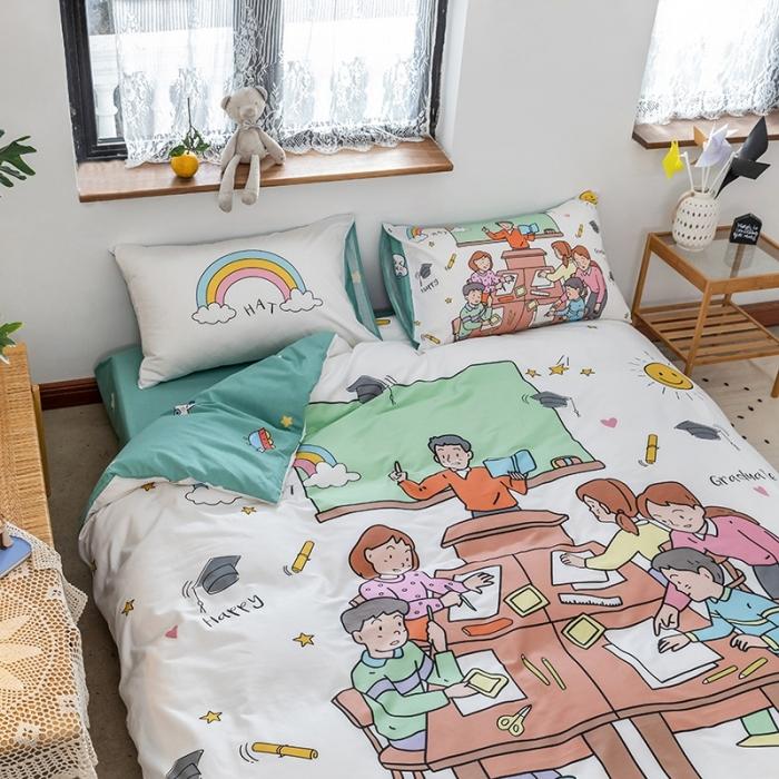 91家纺网 家纺一手货源 找家纺 窝米 2020设计师合作款大版卡通全棉四件套 拜托了老师