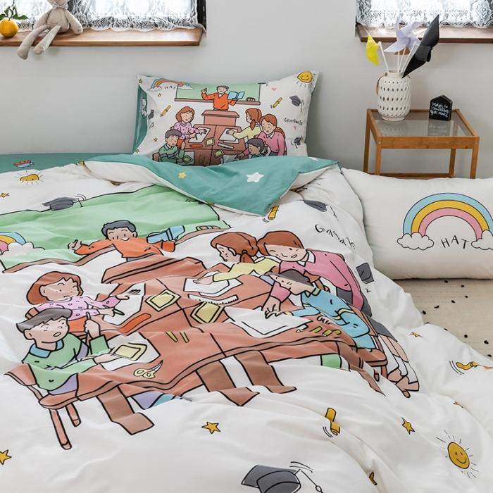 91家纺网 家纺一手货源 找家纺 窝米 2020设计师合作款大版卡通全棉四件套 拜托了老师