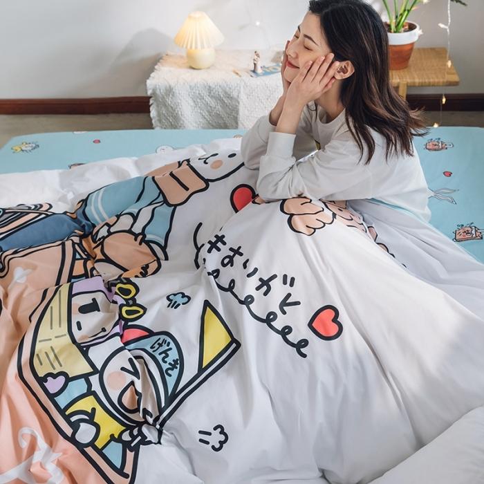 91家纺网 家纺一手货源 找家纺 窝米 2020设计师合作款大版卡通全棉四件套 彼得兔