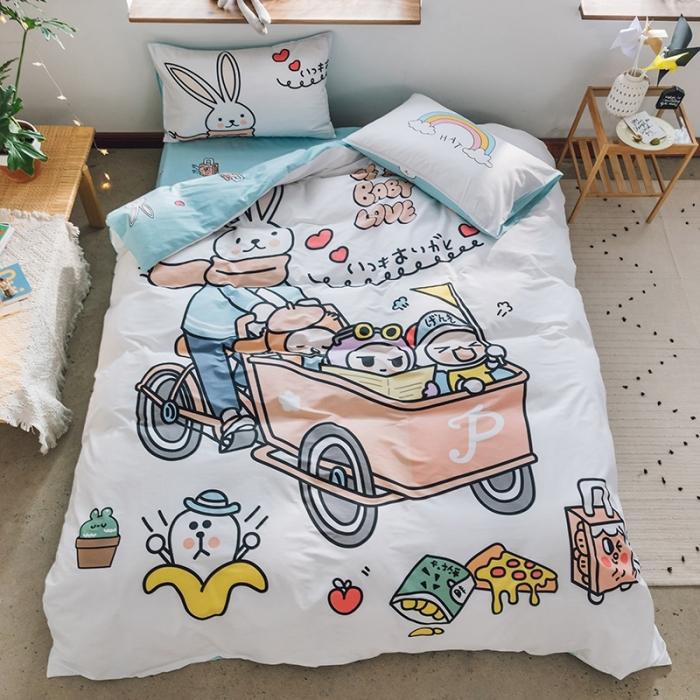 91家纺网 家纺一手货源 找家纺 窝米 2020设计师合作款大版卡通全棉四件套 彼得兔