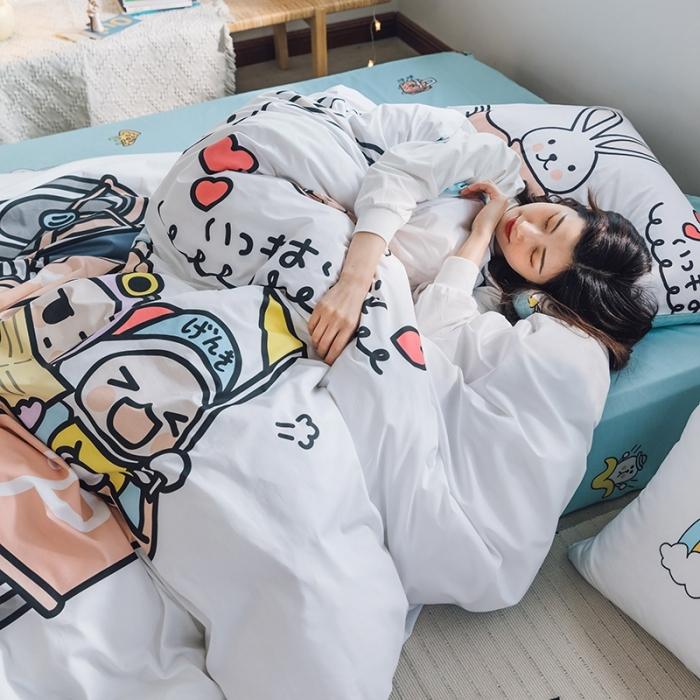 91家纺网 家纺一手货源 找家纺 窝米 2020设计师合作款大版卡通全棉四件套 彼得兔