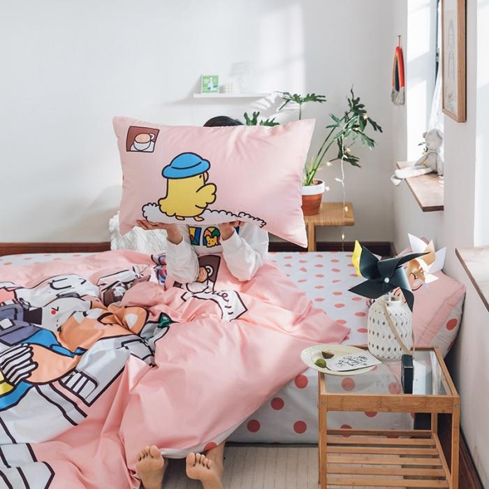 91家纺网 家纺一手货源 找家纺 窝米 2020设计师合作款大版卡通全棉四件套 蛋糕物语