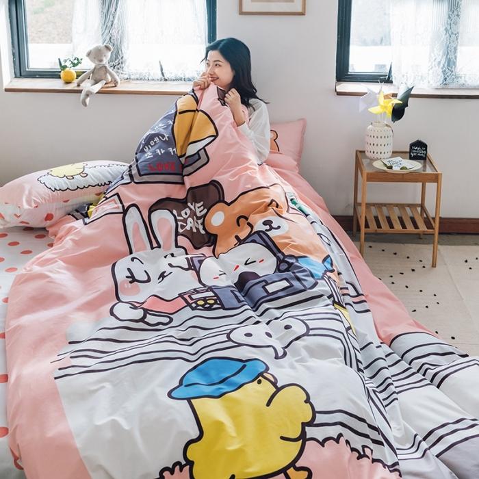 91家纺网 家纺一手货源 找家纺 窝米 2020设计师合作款大版卡通全棉四件套 蛋糕物语